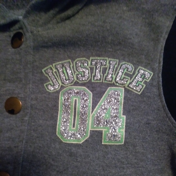 Justice girls hoodie, Gray with glitter size: 8/10 - Picture 4 of 8